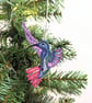 Embroidered Lace Hummingbird Ornament: Colorful Hanging Decoration