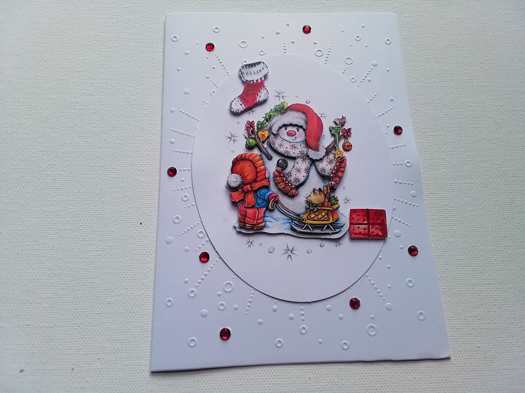 Christmas card.  Snowman card for Christmas. Ref226
