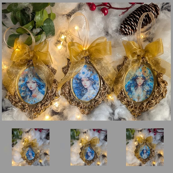 Vintage Victorian Style Peacock ladies Hanging Ornaments OOAK Handmade