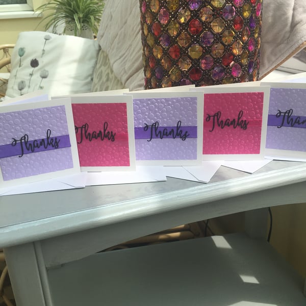 Set of 5 matching Thank you cards