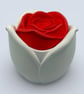 White Jewellery Box with Red Rose Lid and Matching Tray Option