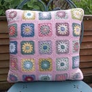 Crochet granny square cushion cover