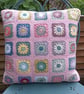 Crochet granny square cushion cover