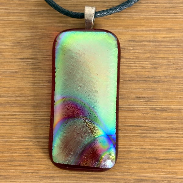 Rainbow Dichroic Fused Glass Pendant