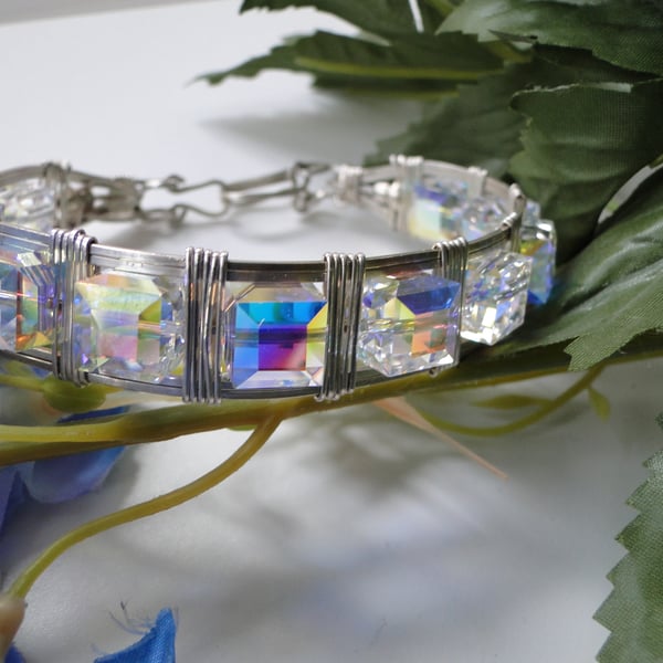 Perfectly Imperfect  - A stunning wire wrapped Chrystal bracelet - Swarovski AB 