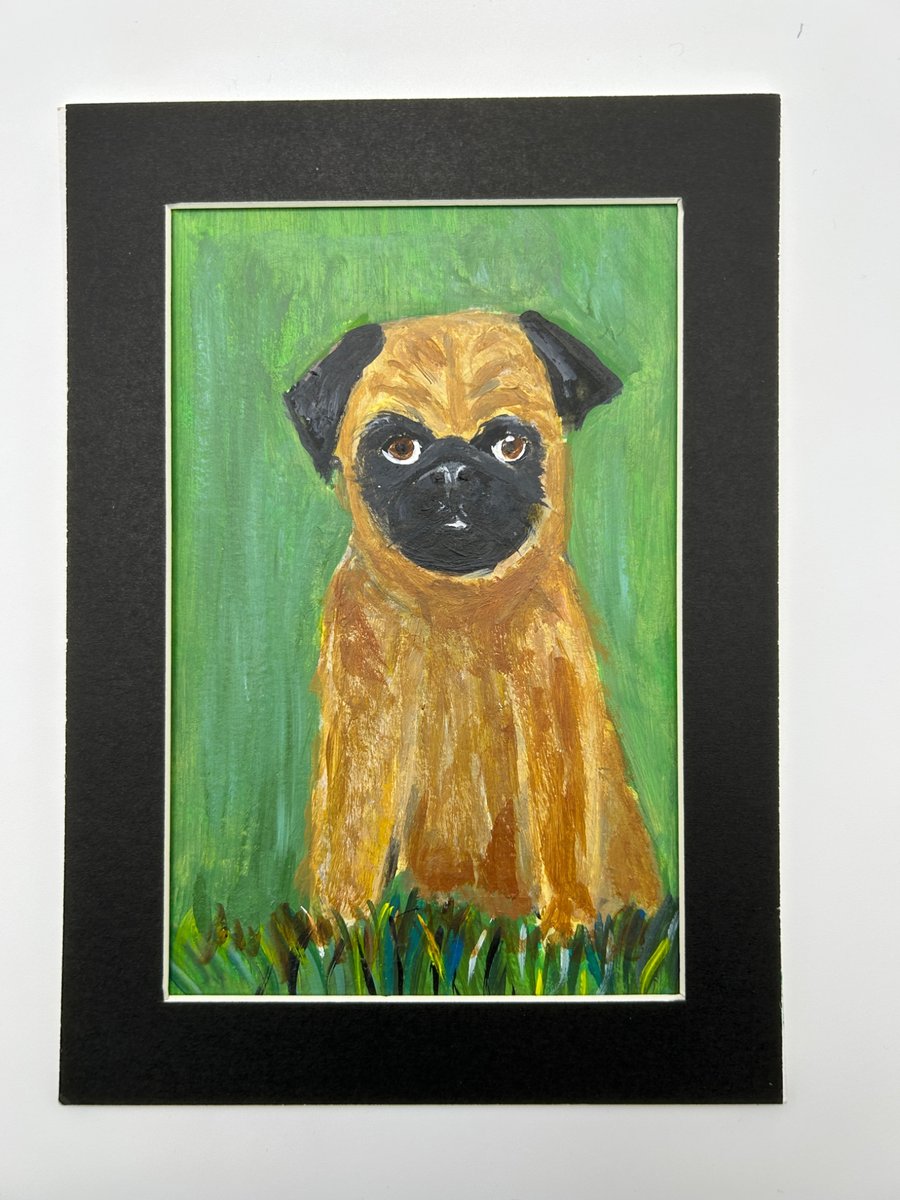 Pug portrait. Acrylics 5x7" original 