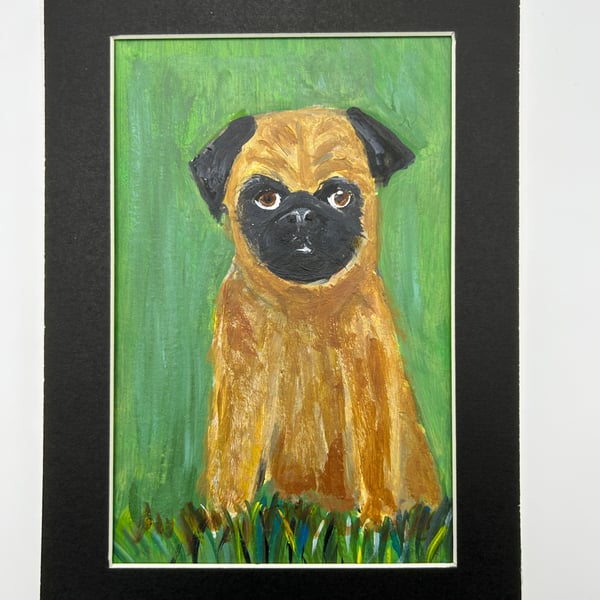 Pug portrait. Acrylics 5x7" original 
