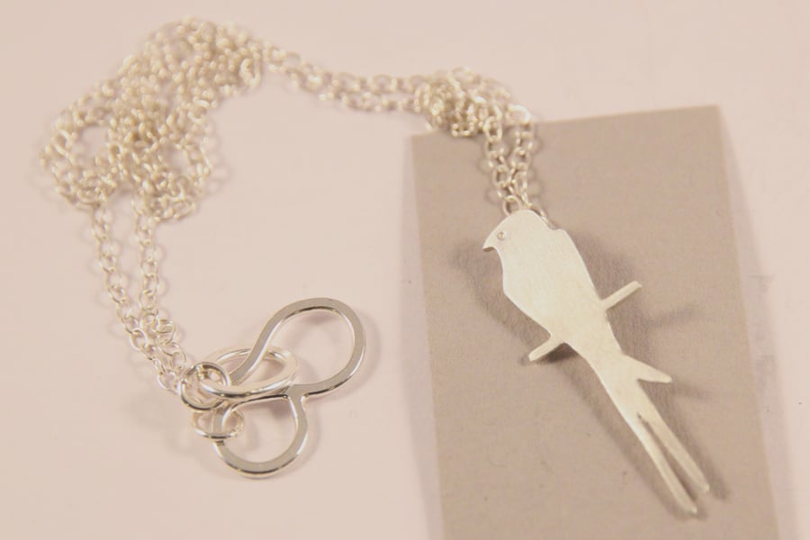 Silver Necklace Swallow on a wire