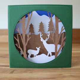 Deer in the Snow ( Shadow Box ). 