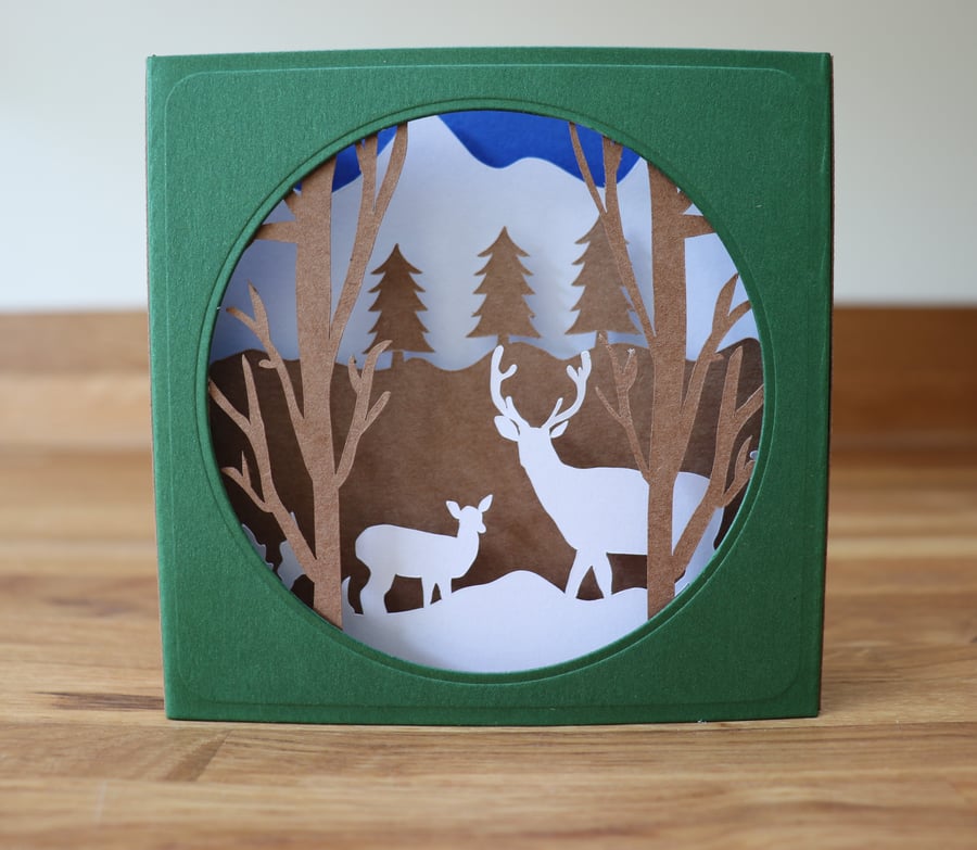 Deer in the Snow ( Shadow Box ). 