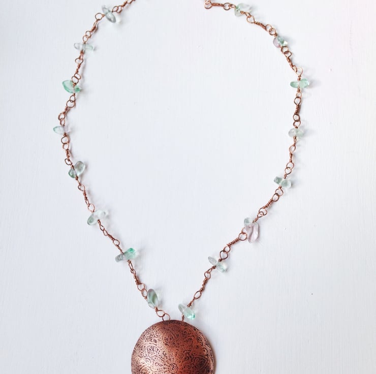 Copper Mandala necklace - Folksy
