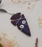 Wire-wrapped rainbow arrowhead stone pendant necklace, electroplated agate