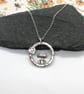 Mushroom pendant sterling silver circle necklace full moon