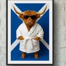 Highland Cow Scottish Art Print – A4 (240gsm) or A3 (300gsm) – Fun Scotlan