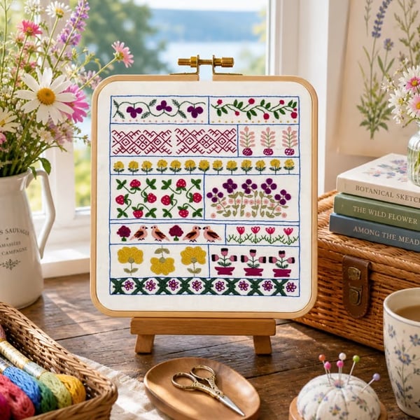 Spring Sampler Hand Embroidery PDF Pattern