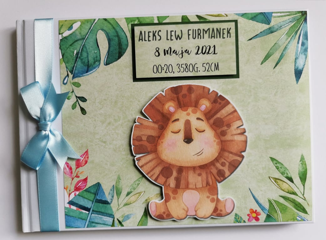 Lion birthday guest book, cute lion birthday book, safari birthday guest book