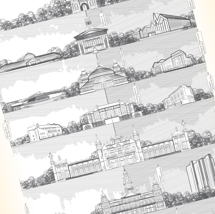 Iconic Glasgow Large, Giclee Print Folksy