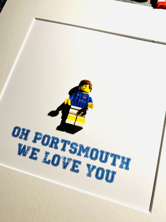 PORTSMOUTH FC - Framed custom Lego minifigure