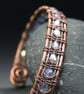 Snake Wire Weave Copper Cuff with Pale Blue AB Faceted Glass Beads - Image 4