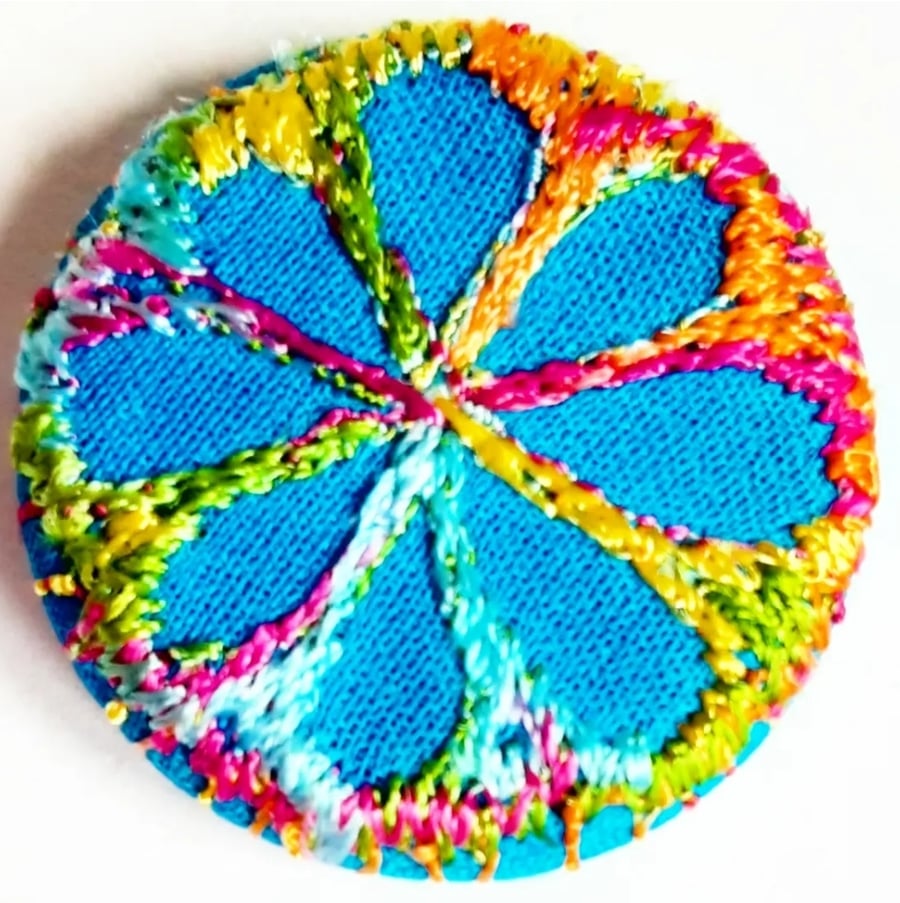 Buttons 1 inch button Hand Dyed Silks and Cottons Free Machine Embroidery Button