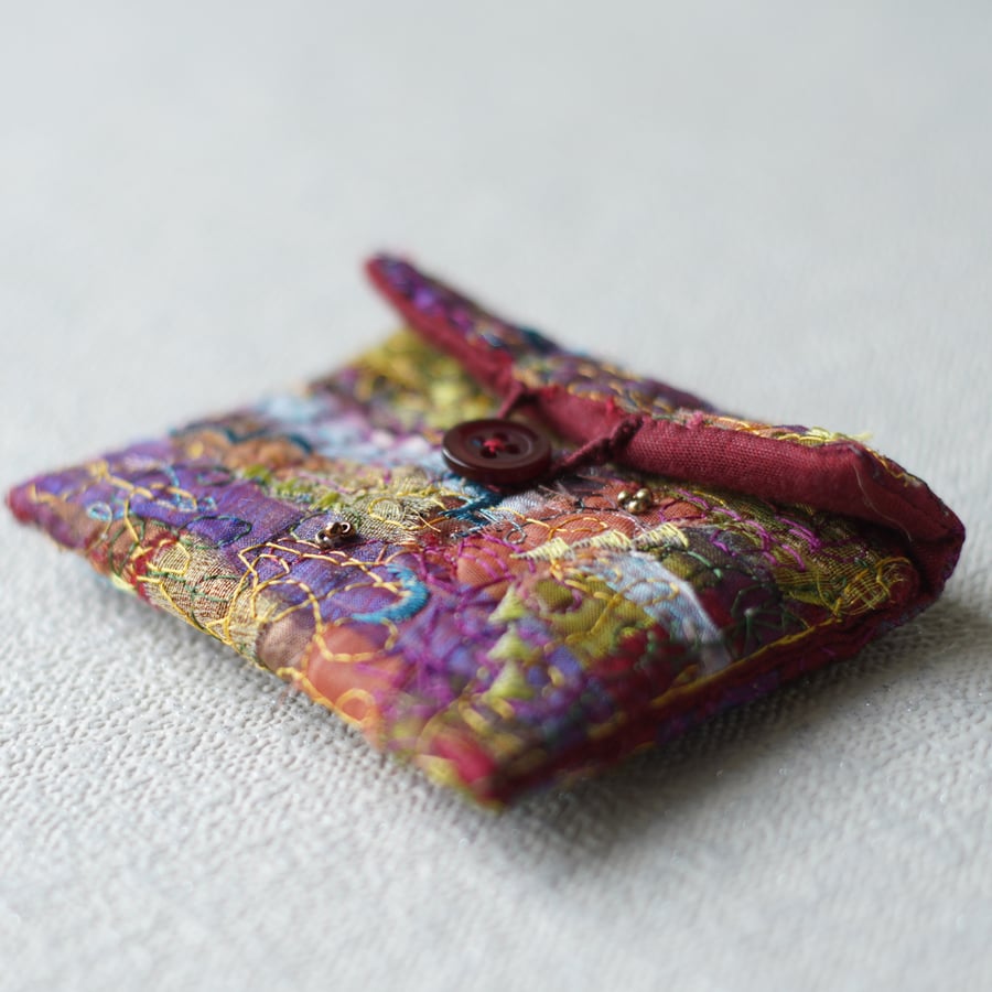 Lined Glitzy Organza Multicoloured Beaded Embroidered Purse 