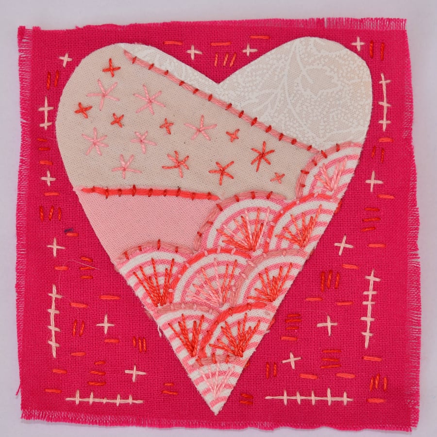 Hand embroidered heart picture