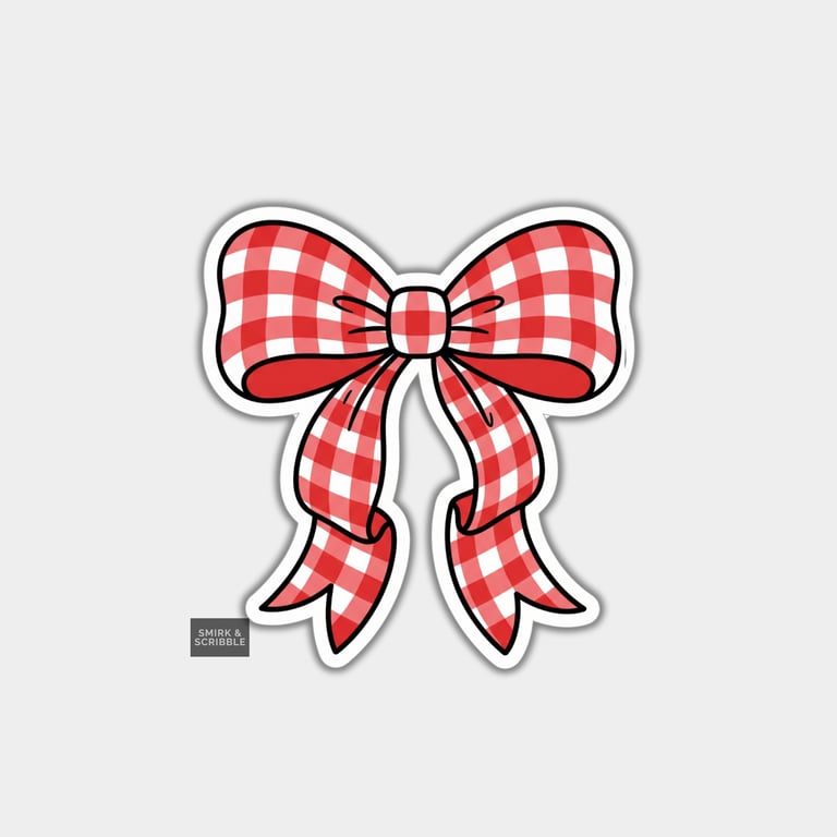 Cute Vinyl Die Cut Sticker For Adults - Gingham Bow