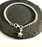 Sterling Silver 4mm Bead Bracelet with Puffed Star Charm & Lobster Clasp - Image 3
