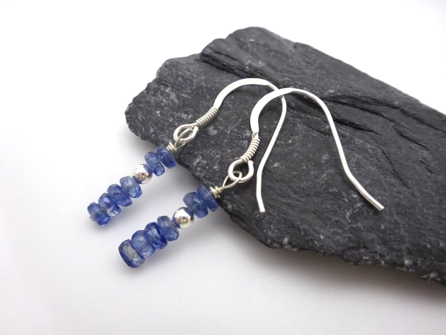 kyanite gemstone earrings, sterling silver jewellery