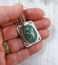 Blue Green Jasper Necklace, Sterling Silver Artisan Pendant - Image 3