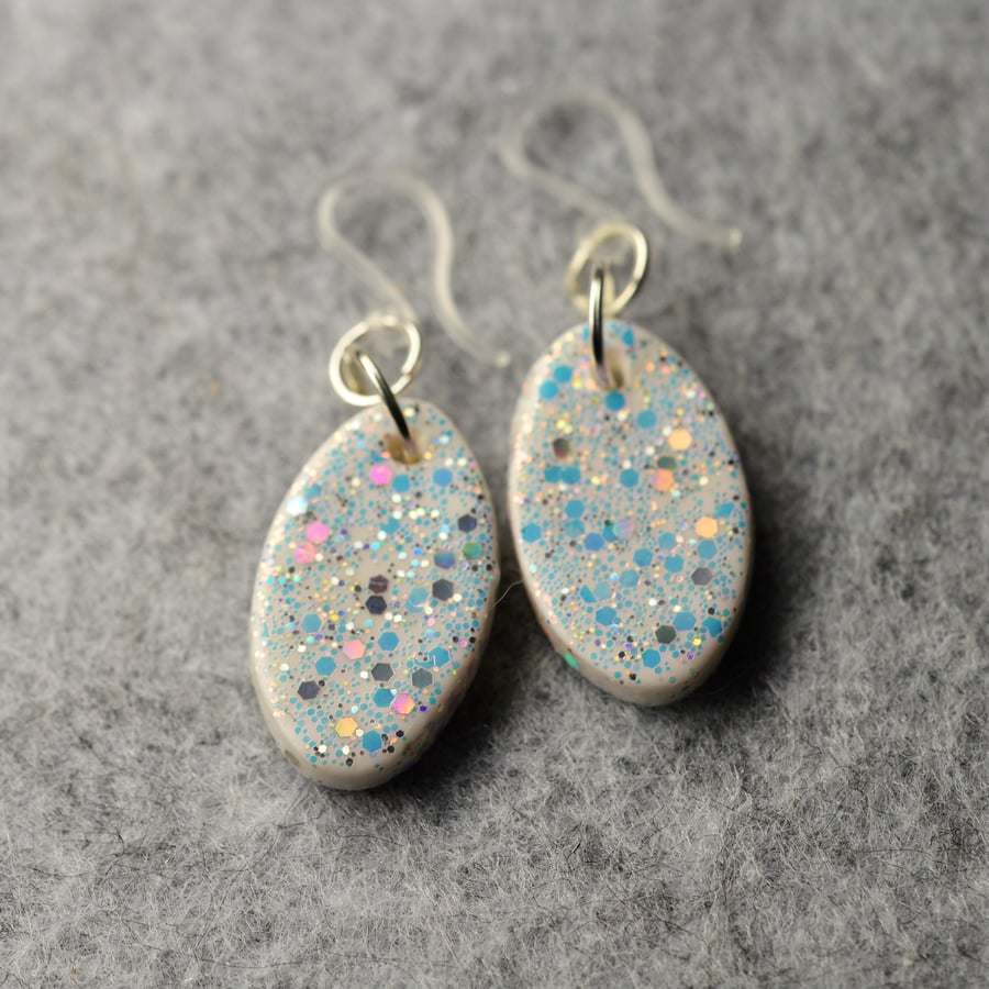 Sparkly Polymer Clay Drop Earrings 