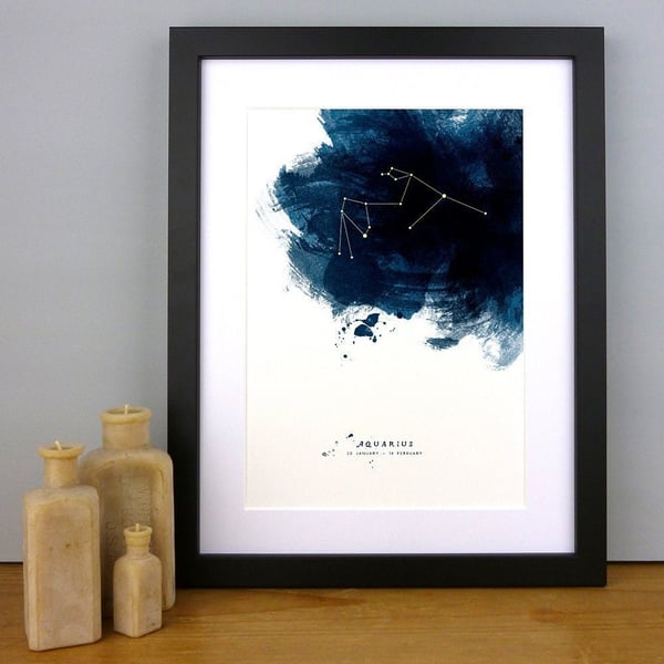 Aquarius Constellation Personalised Zodiac Star Sign Birthday Print