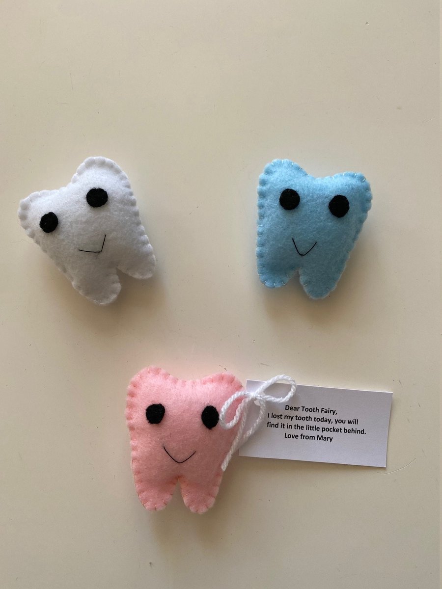 Tooth Fairy Pillow, Tooth Shaped Pillow with Pocket, Tooth Fairy Pocket Pillow, 