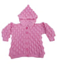 Baby cardigan in pink with hood and bobble pattern to fit 6 - 12 months  - Image 2