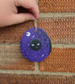 Hand Painted Halloween Spider Wooden Slice – Purple Spooky Spider Wall Hanging - Image 1