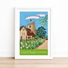 Leatherhead Church Road travel poster print by Susie West