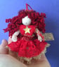Tiny Red And Gold Fairy Doll Decoration, Decorative Fairy  