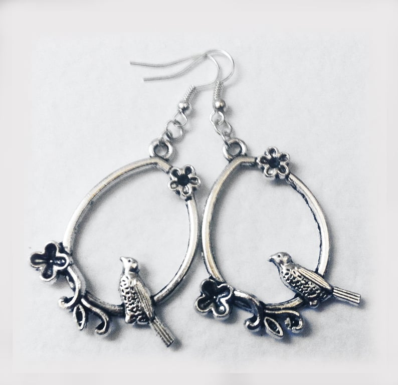 Bird Loop Drop Dangle Earrings