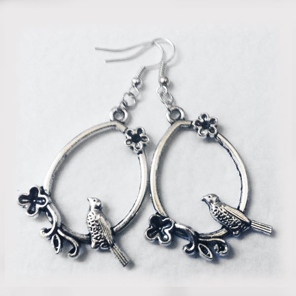 Bird Loop Drop Dangle Earrings