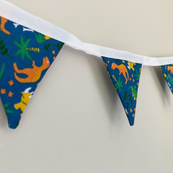 Dinosaur Mini Bunting: Blue Double Sided Fabric