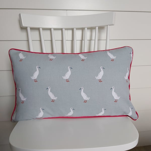 Sophie Allport Ducks Cushion  with Red Piping