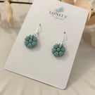 Green Flower Polymer Clay Earrings - Pastel Earrings - Handmade Jewellery 