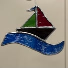 Handmade stained glass boat decoration