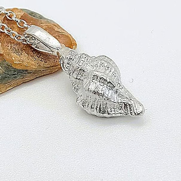 silver welk shell necklace recycled Large Solid sterling silver hallmarked