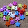 30 x 2-Hole Acrylic Buttons - Star - 12mm - Mixed Colour