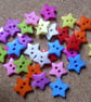 30 x 2-Hole Acrylic Buttons - Star - 12mm - Mixed Colour