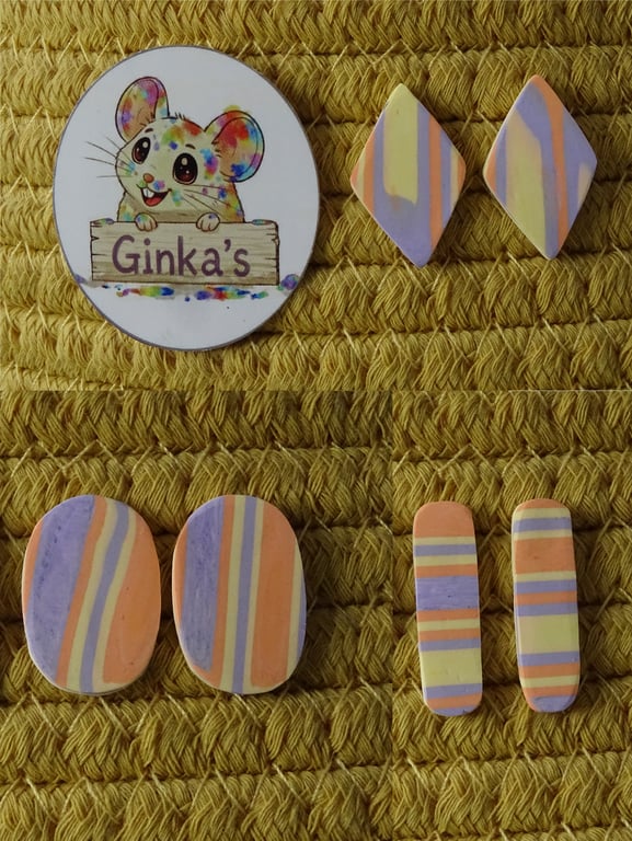 Peach Parade Polymer Clay Stud Earrings – Handmade