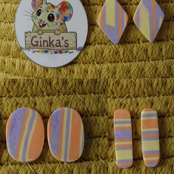 Peach Parade Polymer Clay Stud Earrings – Handmade