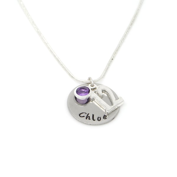 Personalised 12th Birthday Birthstone Necklace - Gift Boxed 