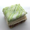 Hand Knit Cotton Dishcloth Bundle of 3